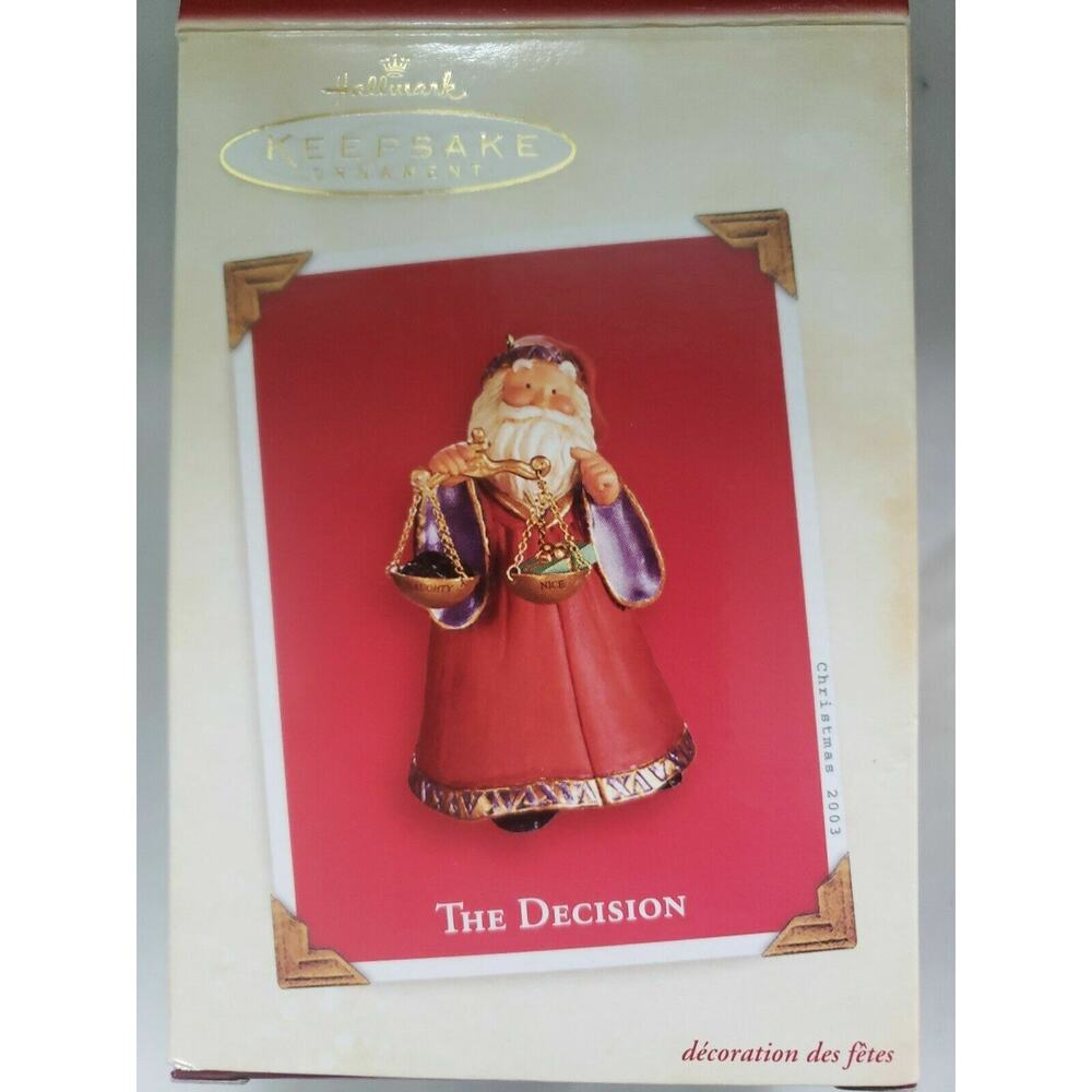 Vintage 2003 Hallmark The Decision Ornament Santa Claus U5